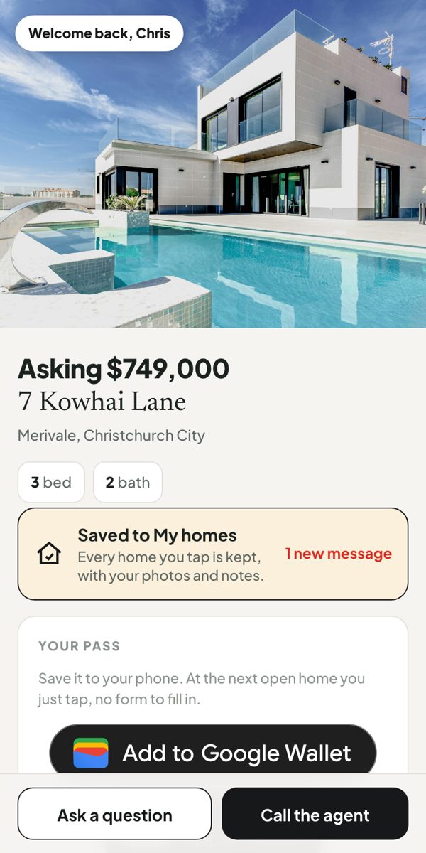 The home on the visitor's phone
